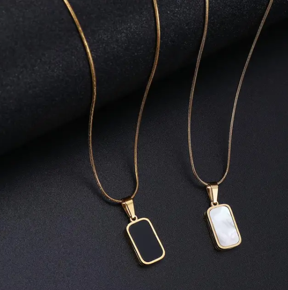 Rectangle Double Sided Delicate Pendant Necklaces