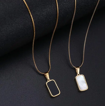 Rectangle Double Sided Delicate Pendant Necklaces